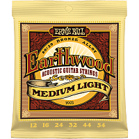 Ernie Ball 2003 струны для акустической гитары Earthwood 80/20 Bronze Medium Light, 12-16-24w-32-44-54