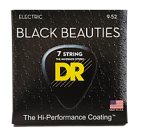 DR BKE7-9 струны для 7-струнной электрогитары, калибр 9-52, серия BLACK BEAUTIES™, обмотка никелированная сталь, покрытие есть