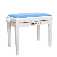 ROCKDALE RHAPSODY 131 SV WHITE BLUE деревянная банкетка с регулировкой высоты, цвет корпуса белый, сиденье - голубой вельвет в рубчик