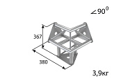 IMLIGHT T40/31-31 Стыковочный узел для 3-х ферм под 90 градусов, d40х2 / d16х2 мм. Крепежный размер 142 мм, М10