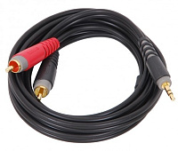 KLOTZ AY7-0100 аудиокабель 2 х RCA x стерео мини джек, контакты позолочены, цвет чёрный, длина 1 метр