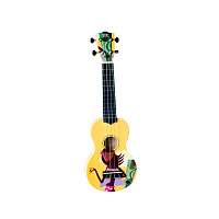 WIKI UK/HULA укулеле сопрано, липа, рисунок "HULA", чехол в комплекте