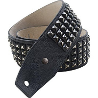 DUNLOP BMF06BK 2.5'' Distressed Black Studs Ремень гитарный кожаный, тертые черные квадратные шипы