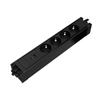 Kondator 935-B4UC Розеточная станция серии Axessline DOCKY: 4 розетки; 1xUSB, тип А и 1xUSB, тип C. Напряжение 250 В. Сила тока 16 А. Максимальная мощность 3680 Вт. Разъем для кабеля питания GST18i3 (розетка). Цвет черный