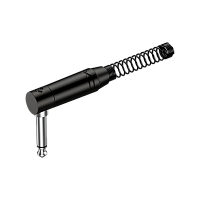 ROXTONE RJ2RPP-BN Разъем 6.3 мм mono Male Jack угловой с пружиной, цвет черный, покрытие контактов никель, максимальный размер кабеля: 7 мм с пружиной, 8.5 мм без пружины