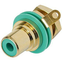 Neutrik NYS367-5 панельный разъем RCA, зеленый изолятор, золоченые контакты