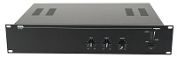 Proel AUP240R Трансляционный усилитель: 240Вт (RMS), 360Вт (мах), 4/8/16Ом, 100В, 50Hz-20KHz. Вход: 1 x LINE (RCA), 1 x LINE/MIC (XLR3), регулятор тембра BASS/TREBLE, мастер регулятор громкости. 1 x OUT (RCA),1 х OUT (XLR3), клеммы. 483x88х300мм, 19"