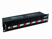 EUROLITE Board 6-S w/6x safety-plugs свитчер (блок розеток с выключателями) 6 каналов по 5А, нагрузка по входу не более16A. Рэковое исполнение.