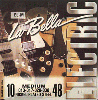 LA BELLA EL-M - струны для электрогитары - натяжение Medium (010-048), первые струны - сталь, басовые - круглая обмотка никелевым сплавом, серии Nickel Plated Steel