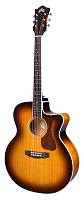GUILD F-250CE Deluxe Maple ATB электроакустическая гитара формы джамбо с вырезом, топ - массив ели, корпус - огненный клён