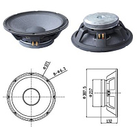 Biema BML-L1802 динамик 18", эффективный рабочий диапазон частот  0.03-2 KГц, среднее звуковое давление 98Дб, 8 Ом, предельная долговременная мощность 700Вт. Масса  7.7кг. ДЛя АС