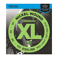 D'ADDARIO ESXL165 струны для 4х струнной бас-гитары Steinberger, никель Custom Light, 45-105, Double Ball End, Long Scale