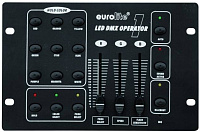 Eurolite DMX LED Operator 1 controller   пульт для светодиодных светильников, 5 каналов, встроенные программы, встроенный микрофон, возможен монтаж в стену, выносной адаптер питания 220В DC /12В DC 500 мA  в комплекте.