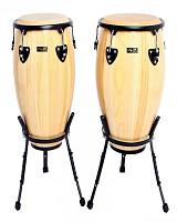 GEWA CLUB SALSA Conga NT/HDW конга, комплект 10"+11" со стойками, натуральный цвет, матовое покрытие