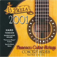 LA BELLA 2001 Flamenco Hard струны для классической гитары - чёрный нейлон/обмотка серебро/суммарное натяжение 40,05 кг