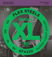 D'ADDARIO EFX220 стр. бас FlexSteels Bass, Super Light, 40-95, Long Scale