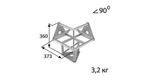 IMLIGHT T28/31-31 Стыковочный узел для 3-х ферм под 90°, d28х2 / d16х2 мм. Крепежный размер 155 мм, М10