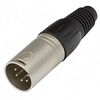 PROEL XLR5MV Разъем XLR-"папа" 5pin, никелированные контакты, корпус металл, цвет никель, черное кольцо-маркер