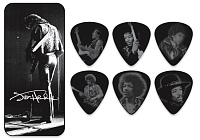 DUNLOP JН-PT06М Hendrix Silver Portrait Piсk Tin Набор медиаторов в жестяном футляре, средние (12 шт)