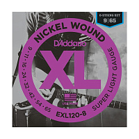 D'ADDARIO EXL120-8, Super Light, 9-65 Струны для 8-ми струнной электрогитары