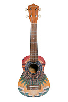 Bamboo BU-21 Sunset Culture Line укулеле сопрано с чехлом, рисунок "Закат"