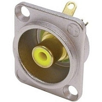 Neutrik NF2D-4 панельный разъем RCA гнездо, тип-D, под пайку провода, желтый изолятор
