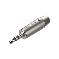 ROXTONE RMJ3PP-65-NN Разъем 3.5 мм стерео jack, цинковый корпус, используется для кабеля диаметром до 6.5 мм, цвет серебро