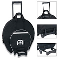 MEINL MCB22-TR2 - кейс на колесах для тарелок до 22" с подставкой, цвет черный, внешний карман для тарелок до 16", ручка для переноски