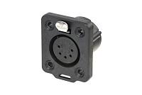 Neutrik NC5FDX-TOP панельный разъем XLR female, для использования вне помещений, золоченые контакты, IP65, черный корпус
