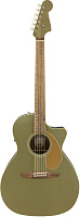 FENDER Newporter Player Olive Satin электроакустическая гитара, цвет зеленый