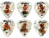 CLAYTON HHM/12  набор медиаторов - HULA HOTTIES, Medium, белый целлулоид, рисунок