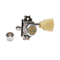 Gotoh SD90-MG-T-SL-N колки локовые, ручной зажим, Vintage style, 3+3, никель; "тюльпан" (пластик)