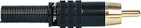 Proel MRCA25BK Разъем RCA, под кабель диаметром 6.2 мм, позолоченные контакты, корпус алюминий, цвет черный, белое кольцо-маркер
