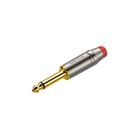 ROXTONE RJ2PP-RD-NG Разъем  jack 1/4" моно, максимальный диаметр кабеля 7 мм, цвет серебристый с красным маркером