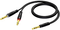 Procab REF721/3 Аудиокабель Jack 6.3 мм стерео (вилка) 2х Jack 6.3 мм моно (вилка), 3 м