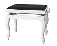 GEWA Piano Bench Deluxe Classic White Highgloss банкетка белая глянцевая гнутые ножки верх черный