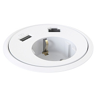 Kondator 935-PD12W Встраиваемая розетка для монтажа в стол, цвет белый